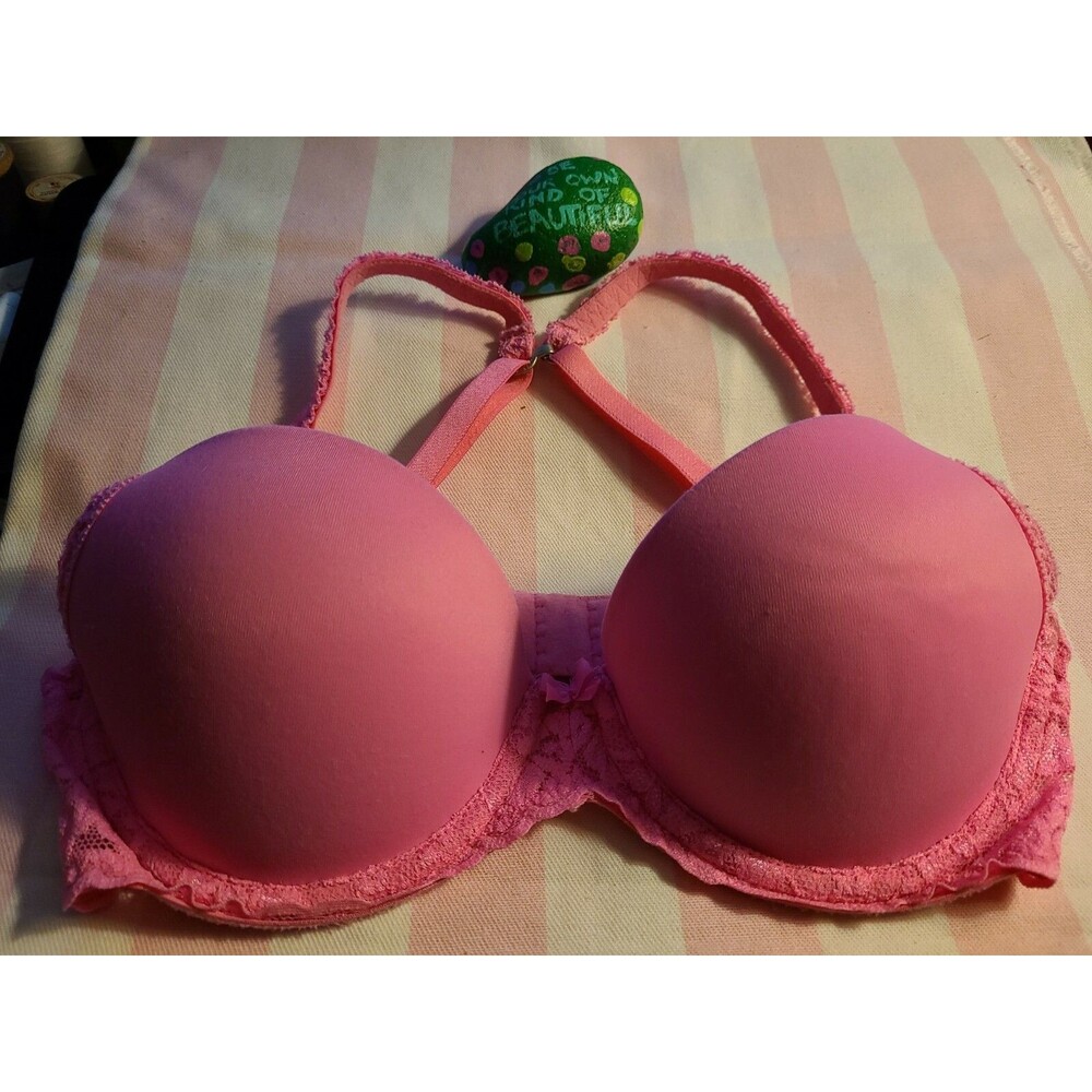 Victoria's Secret PINK 32B Pink Wear Push Up Demi T shirt Bra euc
